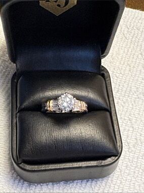 Estate Platinum & 18K Yellow Gold 1.25 Carat Natural Diamond Engagement Ring